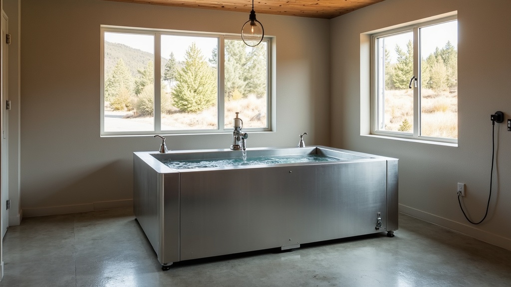 Cold plunge tub in a Boise Idaho home utility room
