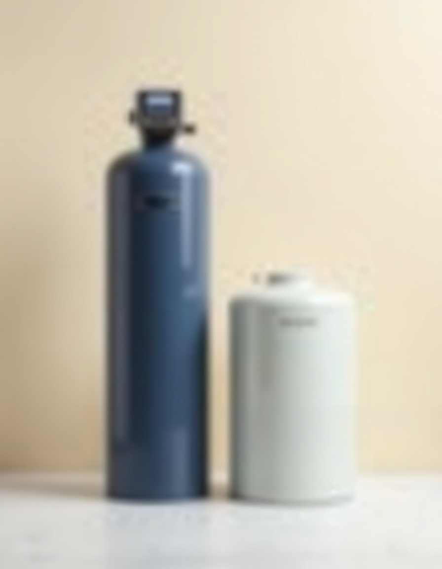Whole-home water softener system installed by Water Softener Boise: mineral tank with digital metered valve and brine tank