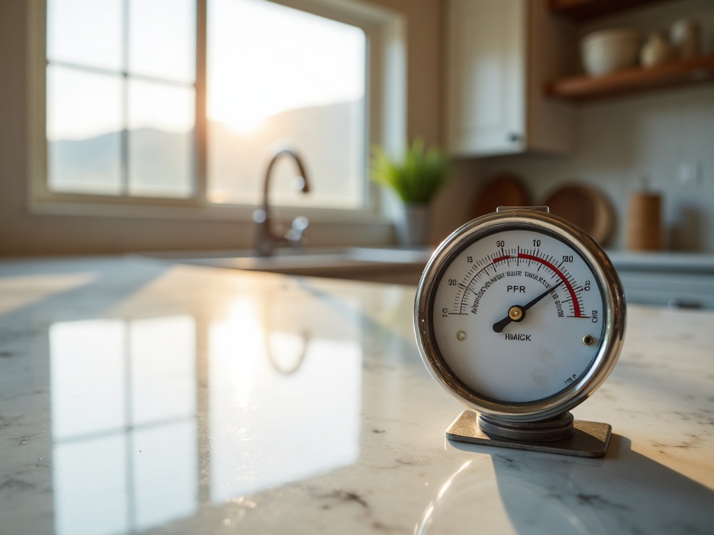 Water utility meter and billing statement on kitchen counter in a Boise Idaho home