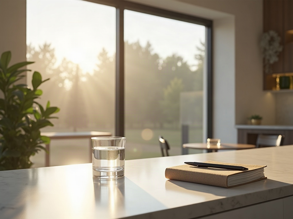 Morning routine setup on kitchen counter in a modern Boise Idaho home