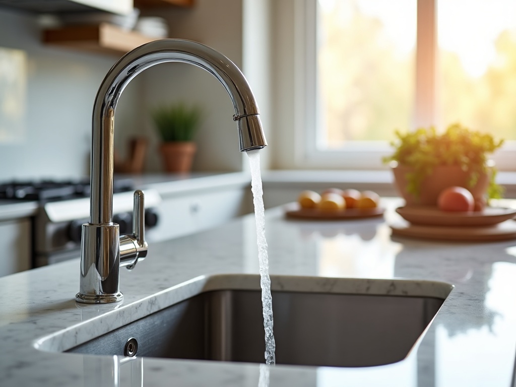 Meridian Idaho tap water running from kitchen faucet with visible steam