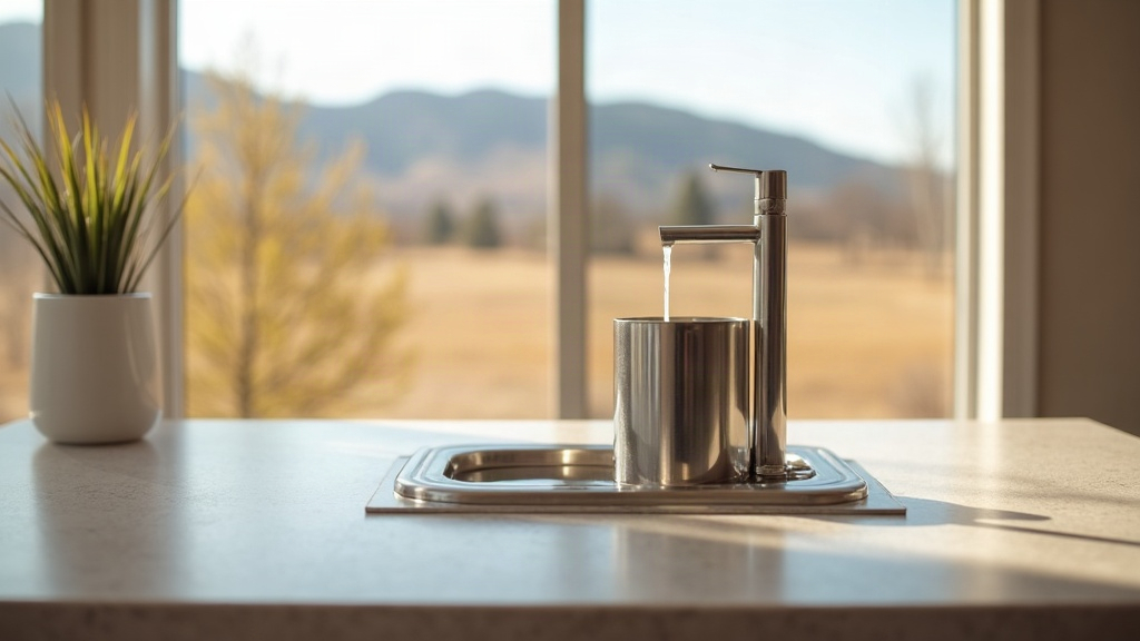 Modern stainless pet water fountain in a Boise Idaho home kitchen