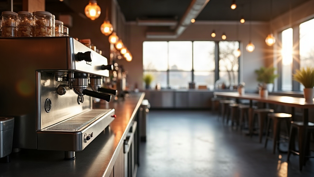 Modern Boise restaurant kitchen interior with commercial espresso equipment