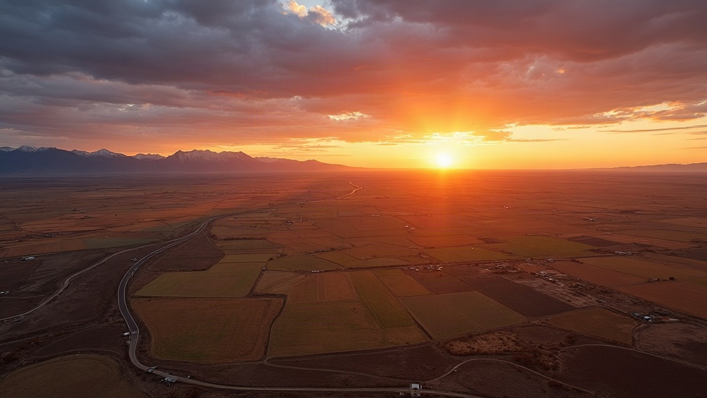 Snake River Plain Idaho volcanic basalt landscape at golden hour