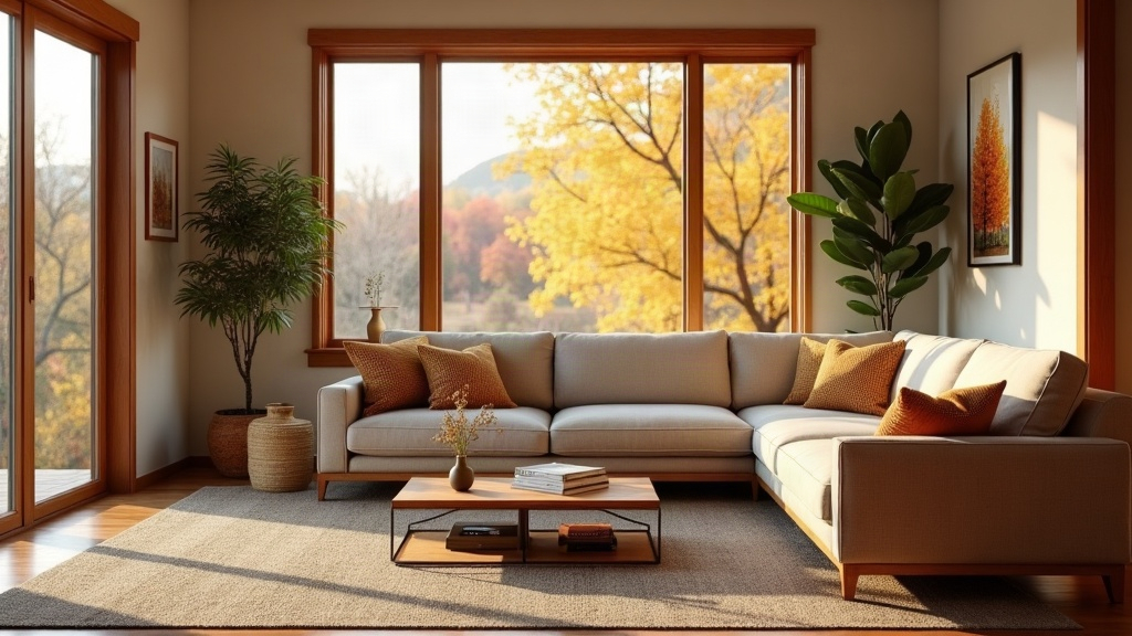 Idaho fall morning with glass of water on a window sill overlooking autumn leaves