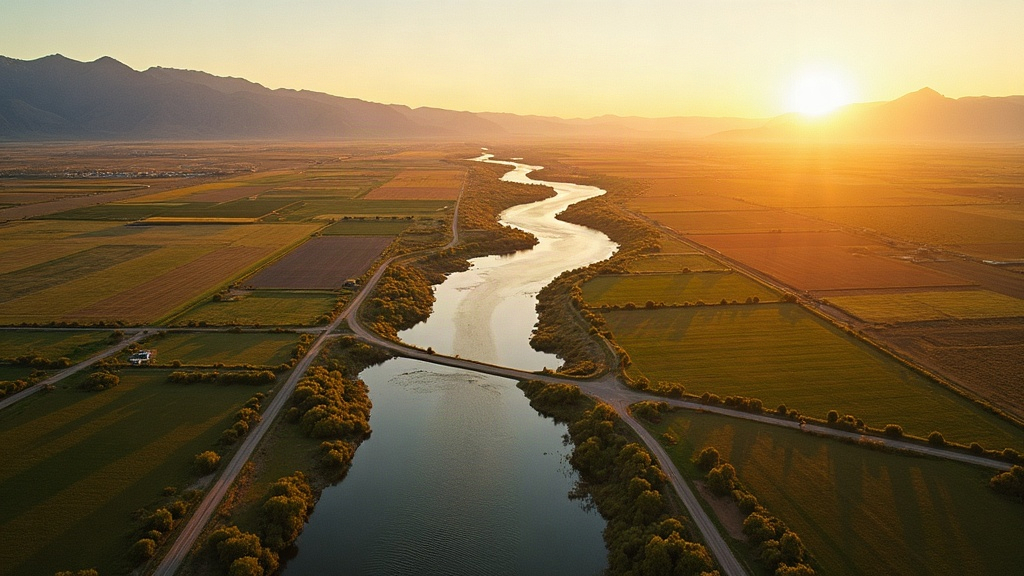 Treasure Valley irrigation canals and agricultural fields from above