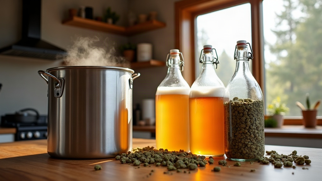 Home brewer examining a glass of beer in a Boise, Idaho kitchen, Treasure Valley tap water running in background