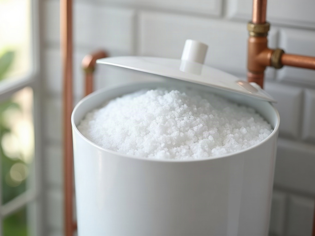 Water softener brine tank in a Boise home