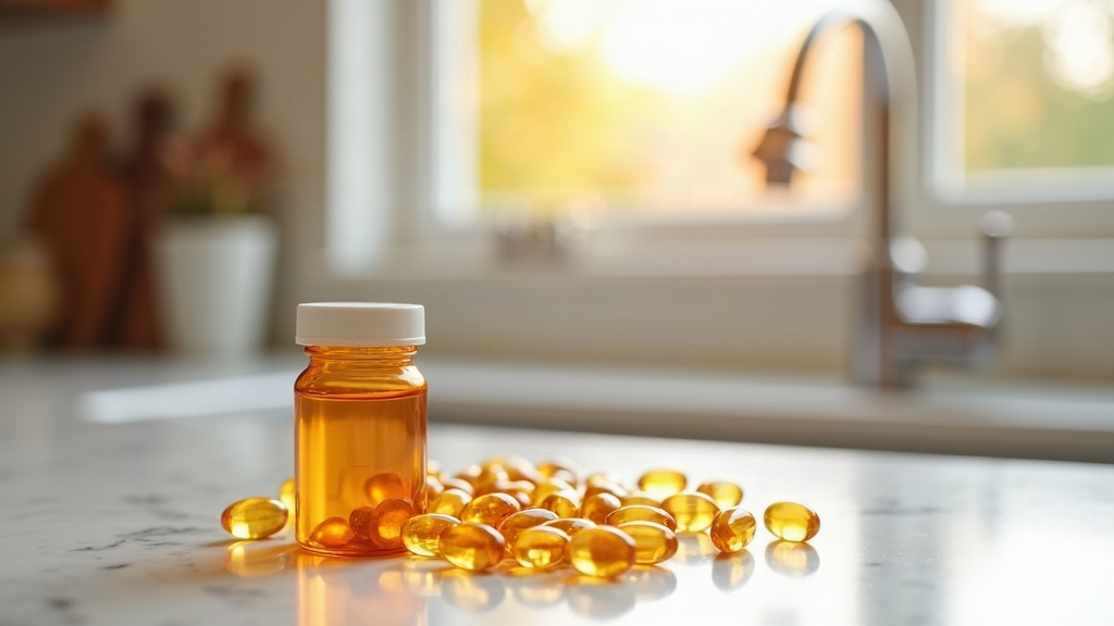 Treasure Valley home kitchen with sunlight fading through autumn window, D3 supplement bottle on counter