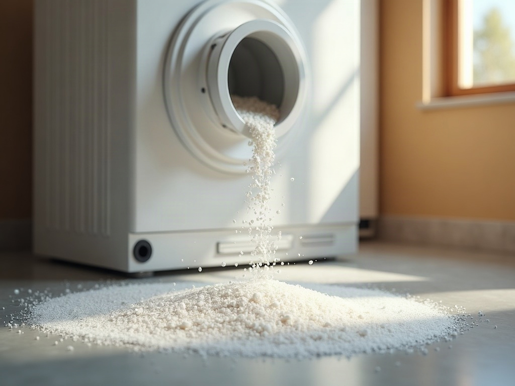 Water softener brine tank with salt in an Idaho home garage
